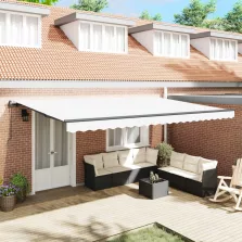   vidaXL Behúzható napellenző Fehér 500 × 350 cm Szövet és Alumínium