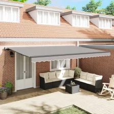 vidaXL Behúzható napellenző Világosszürke 500 × 350 cm