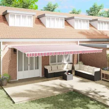   vidaXL Behúzható napellenző Piros és Fehér 600 × 350 cm