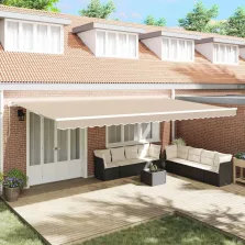   vidaXL Behúzható napellenző Bézs 600 × 350 cm Pamut és Alumínium