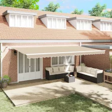   vidaXL Behúzható napellenző Bézs 600 × 350 cm Poliészter és fém