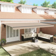   vidaXL Behúzható napellenző Bézs 600 × 350 cm Poliészter és acél