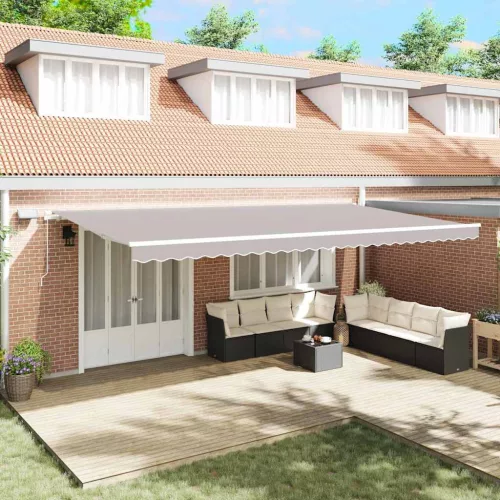 vidaXL Behúzható napellenző Világosszürke 600 × 350 cm Szövet és Acél