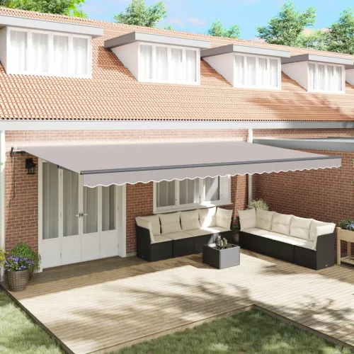 vidaXL Behúzható napellenző Világosszürke 600 × 350 cm