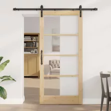   vidaXL Csúszó ajtó ORKDAL Természetes és fekete 93 x 202 cm