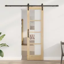   vidaXL Csúszó ajtó ORKDAL Természetes és fekete 61 x 198,5 cm