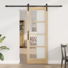   vidaXL Csúszó ajtó ORKDAL Természetes és fekete 73,5 x 198,5 cm
