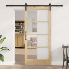   vidaXL Csúszó ajtó ORKDAL Természetes és fekete 93 x 202 cm