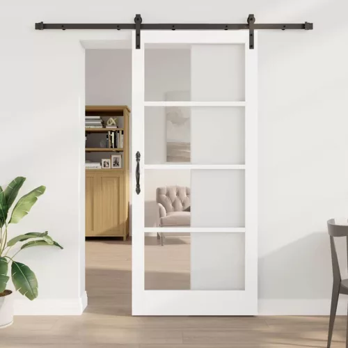 vidaXL Csúszó ajtó ORKDAL Fehér és fekete 93 x 211 cm