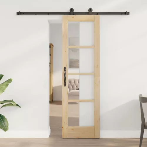 vidaXL Csúszó ajtó ORKDAL Természetes és fekete 61 x 198,5 cm