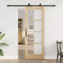   vidaXL Csúszó ajtó ORKDAL Természetes és fekete 73,5 x 198,5 cm