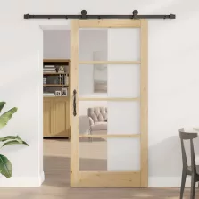   vidaXL Csúszó ajtó ORKDAL Természetes és fekete 93 x 202 cm