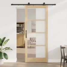  vidaXL Csúszó ajtó ORKDAL Természetes és fekete 93 x 232 cm