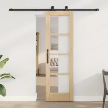   vidaXL Csúszó ajtó ORKDAL Természetes és fekete 61 x 198,5 cm
