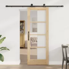   vidaXL Csúszó ajtó ORKDAL Természetes és fekete 73,5 x 198,5 cm