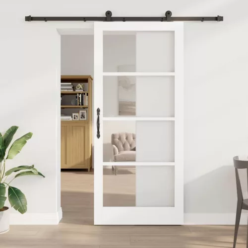 vidaXL Csúszó ajtó ORKDAL Fehér és fekete 93 x 211 cm