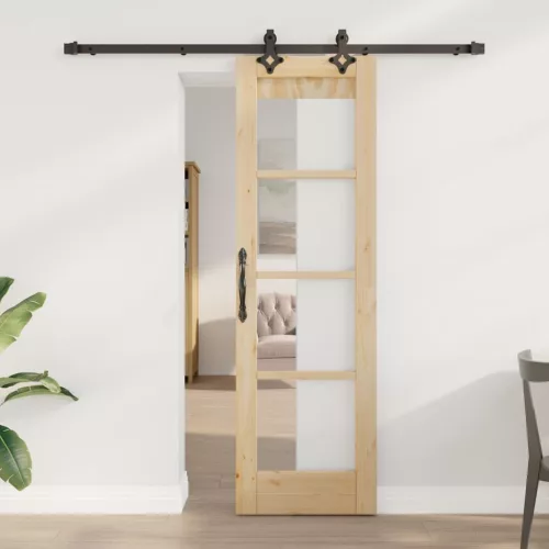 vidaXL Csúszó ajtó ORKDAL Természetes és fekete 61 x 198,5 cm
