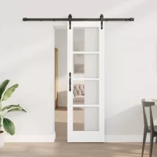   vidaXL Csúszó ajtó Fehér 61 x 198,5 cm Tömör fenyőfa és üveg