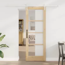   vidaXL Egyszerű Csúszó Ajtó Barna 73.5 x 198.5 cm Fa és fém