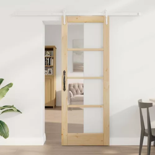 vidaXL Egyszerű Csúszó Ajtó Barna 73.5 x 198.5 cm Fa és fém