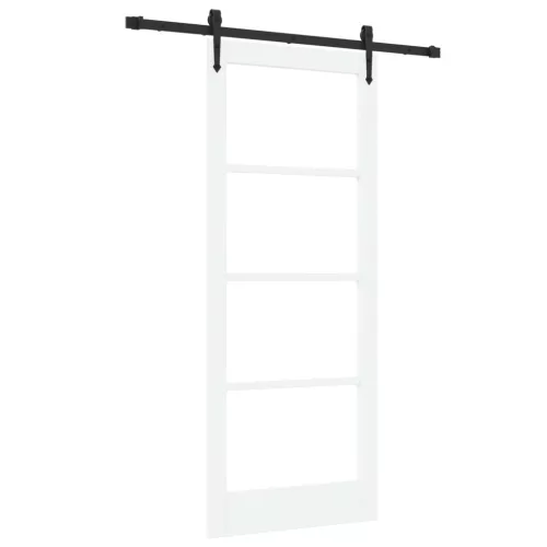 vidaXL Csúszó ajtó ORKDAL Fehér 83 x 202 cm Tömör fenyőfa és üveg