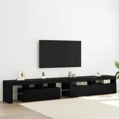 vidaXL TV szekrények 3 pcs Musta tammi 260 x 36.5 x 40 cm Faanyag