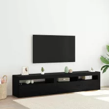   vidaXL TV szekrény 2 pcs Fekete tölgy 195 x 35 x 40 cm Faanyag