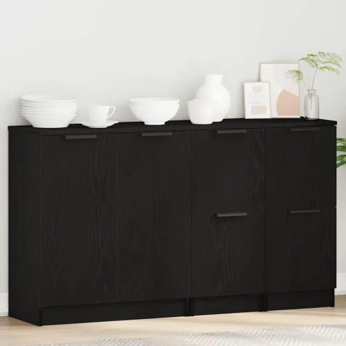 vidaXL Széf 3 pcs Fekete tölgy Faanyag