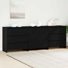 vidaXL Széf fiókkal 3 pcs Fekete 70 x 41 x 75 cm Faanyag