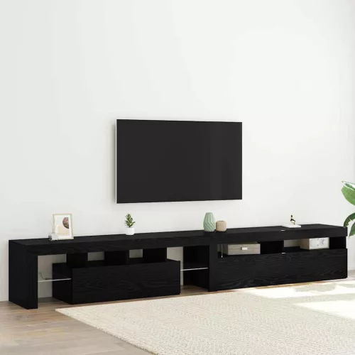 vidaXL TV szekrények 2 pcs Musta tammi 260 x 36.5 x 40 cm Faanyag