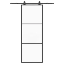   vidaXL ESG üveg és alumínium tolóajtó fémszerelvény-szettel 76x205 cm