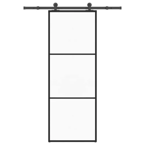 vidaXL ESG üveg és alumínium tolóajtó fémszerelvény-szettel 76x205 cm