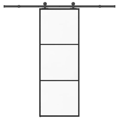 vidaXL ESG üveg és alumínium tolóajtó fémszerelvény-szettel 76x205 cm