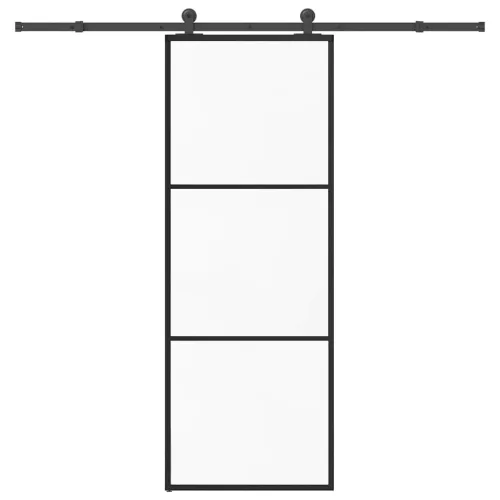 vidaXL ESG üveg és alumínium tolóajtó fémszerelvény-szettel 76x205 cm