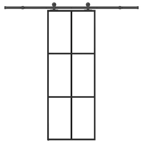 vidaXL ESG üveg és alumínium tolóajtó fémszerelvény-szettel 76x205 cm