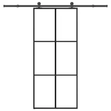   vidaXL ESG üveg és alumínium tolóajtó fémszerelvény-szettel 90x205 cm