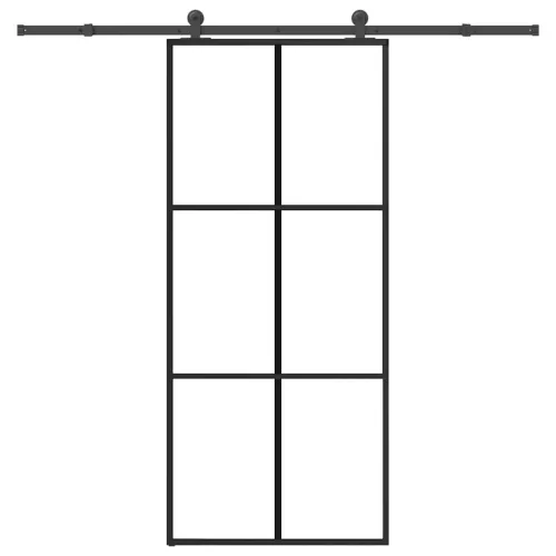 vidaXL ESG üveg és alumínium tolóajtó fémszerelvény-szettel 90x205 cm