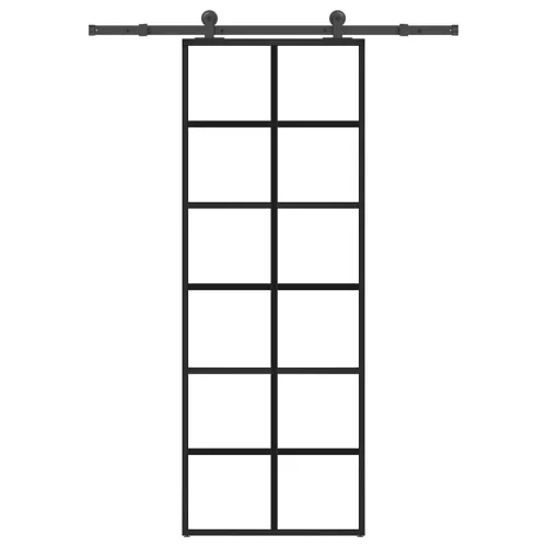 vidaXL ESG üveg és alumínium tolóajtó fémszerelvény-szettel 76x205 cm