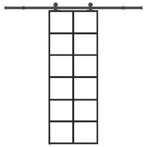 vidaXL ESG üveg és alumínium tolóajtó fémszerelvény-szettel 76x205 cm