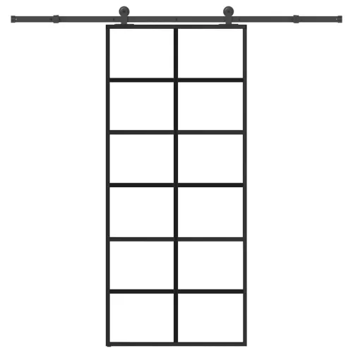 vidaXL ESG üveg és alumínium tolóajtó fémszerelvény-szettel 90x205 cm