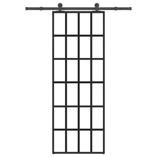 vidaXL ESG üveg és alumínium tolóajtó fémszerelvény-szettel 76x205 cm