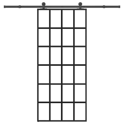 vidaXL ESG üveg és alumínium tolóajtó fémszerelvény-szettel 90x205 cm