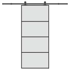   vidaXL ESG üveg és alumínium tolóajtó fémszerelvény-szettel 90x205 cm