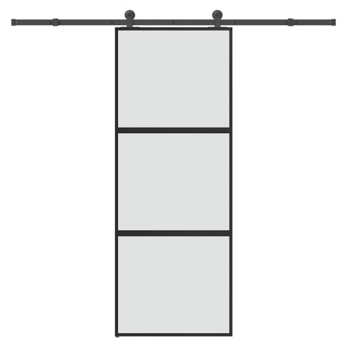 vidaXL tolóajtó vasalatokkal 76x205 cm edzett üveg&Alumínium