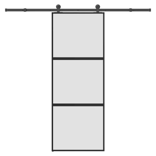 vidaXL tolóajtó vasalatokkal 76x205 cm edzett üveg&Alumínium