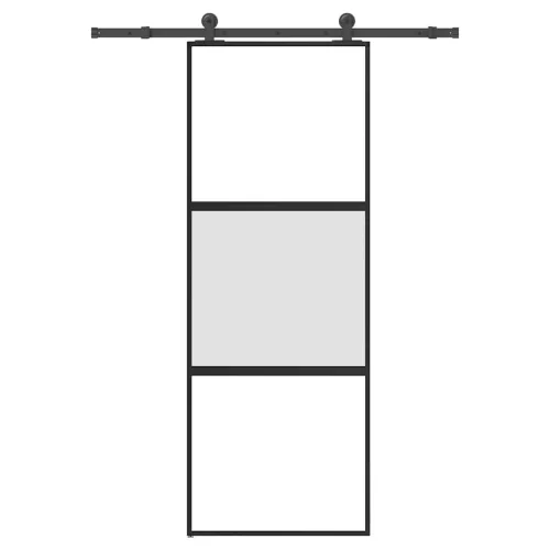 vidaXL tolóajtó vasalatokkal 76x205 cm edzett üveg&Alumínium