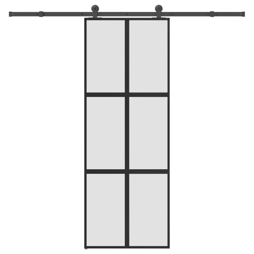 vidaXL tolóajtó vasalatokkal 76x205 cm edzett üveg&Alumínium