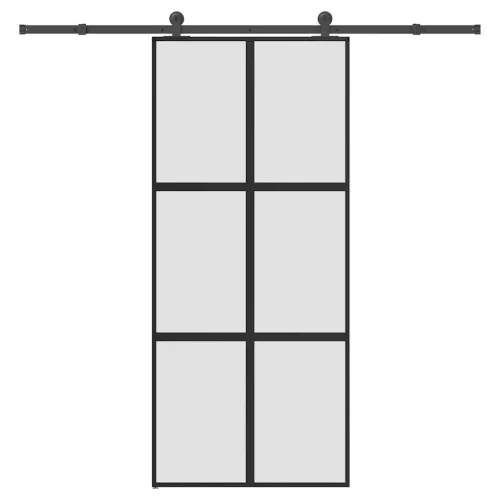 vidaXL tolóajtó vasalattal 90x205 cm edzett üveg&Alumínium
