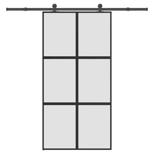 vidaXL tolóajtó vasalatokkal 102,5x205 cm edzett üveg&Alumínium