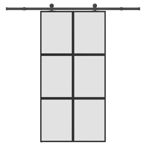 vidaXL tolóajtó vasalatokkal 102,5x205 cm edzett üveg&Alumínium